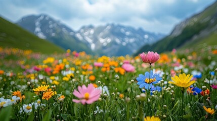 Beautiful Alpine Flowers in the Mountains
