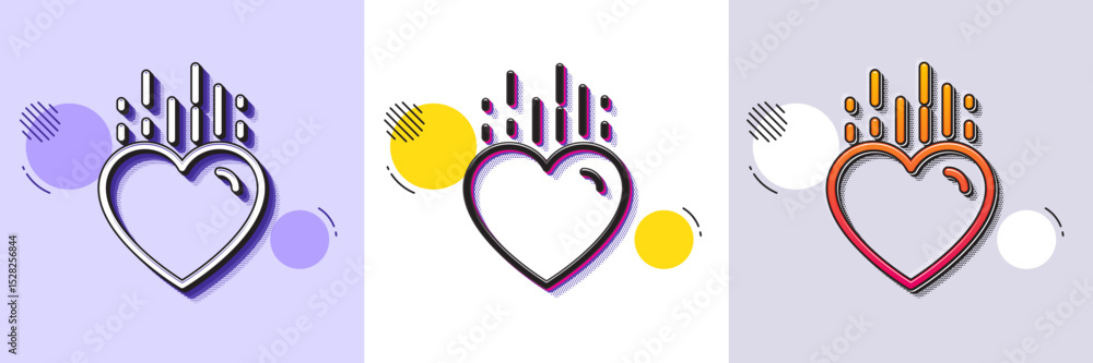 Poster heart line icon. halftone dotted pattern. gradient icon with grain shadow. love emotion sign. valent