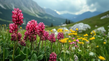 Beautiful Alpine Flowers in the Mountains