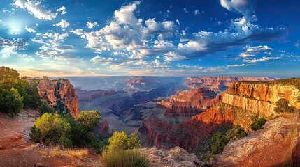 Beautiful Canyon Landscape with Red Rocks and Blue Skies 