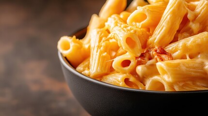 A mouthwatering bowl of creamy pasta oozing with cheesy goodness, inviting food lovers to indulge in this classic comfort meal that everyone enjoys sharing and savoring.