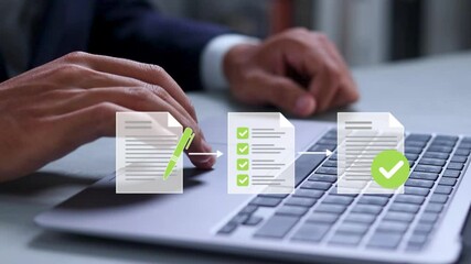 Approved document concept for business process workflow illustrating management approval and and project approve. - Powered by Adobe