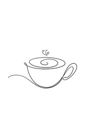 Coffee Cup One Line Drawing – Printable Wall Art – Minimalist Kitchen Wall Art,