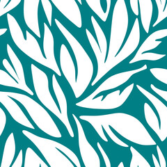 Seamless abstract hand drawn leaves pattern. Vector Illustration.