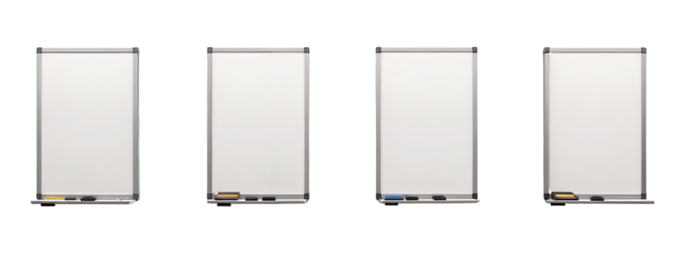 A set of four whiteboards
