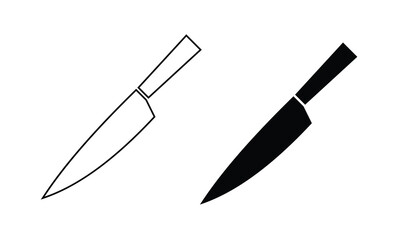 Kitchen knife icon vector and outline. Knife icon. Knife silhouettes. Knife vector icons. Hunting knife.