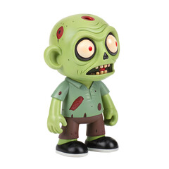 Obraz premium Grotesque yet charming zombie figurine, a playful undead collectible. Its green skin, blood splatters, and goofy grin create a unique character.