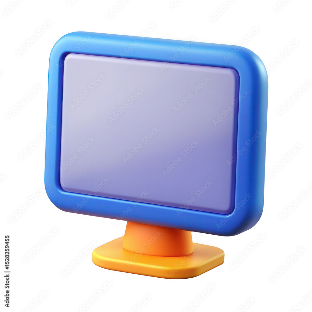 Poster 3d cartoon computer monitor isolated on transparent background