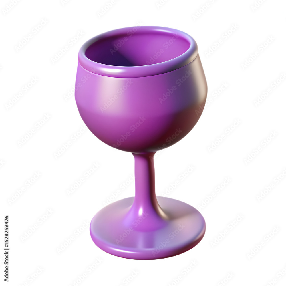Poster a vibrant purple goblet, elegantly designed, sits against a muted grey backdrop. its smooth, glossy 