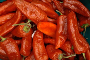 Close-up of wrinkled red chili peppers showing natural aging and drying texture. Ideal for spice markets, organic food, culinary ingredients, and preservation or dehydration themes.