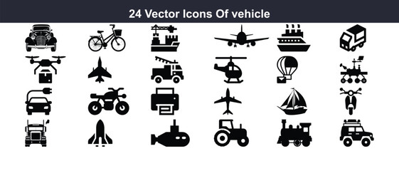 24 Vector Icons of Vehicles Transportation Icons Set