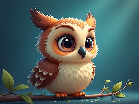 Cute owl character using technology