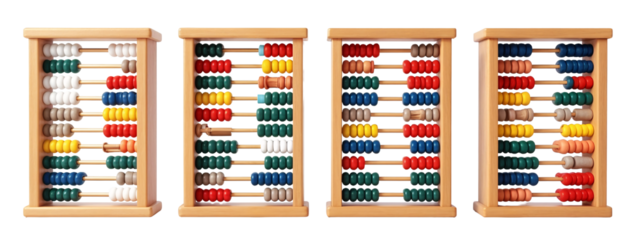 A set of three wooden abacus