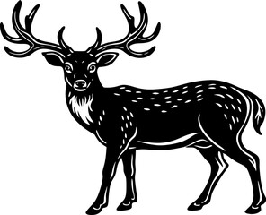 A deer with large antlers, isolated on a white background 
