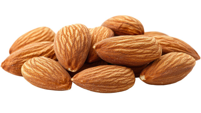 Raw almonds isolated, perfect for healthy snacking and culinary design, PNG, isolated on transparent background. - Powered by Adobe