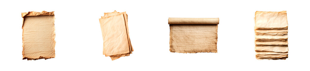 Creative paper textures for projects studio textures. Isolated png set