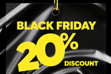Black Friday 20% discount offer on a sleek black background
