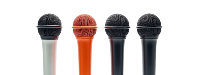 A close up of three microphones