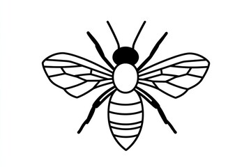 Fototapeta premium Simple black line art bee illustration.