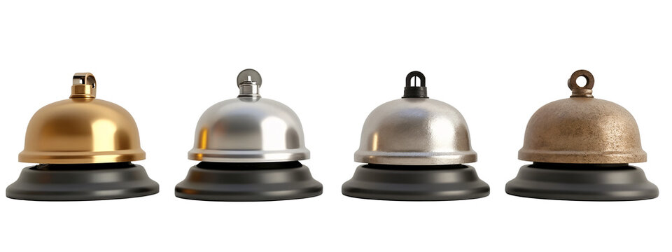 A set of four different colored bells