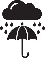 Rainy day umbrella silhouette isolated on white background