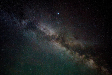 the milky way at a clear night sky with view millions of stars