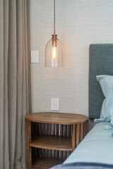 wooden bedside table