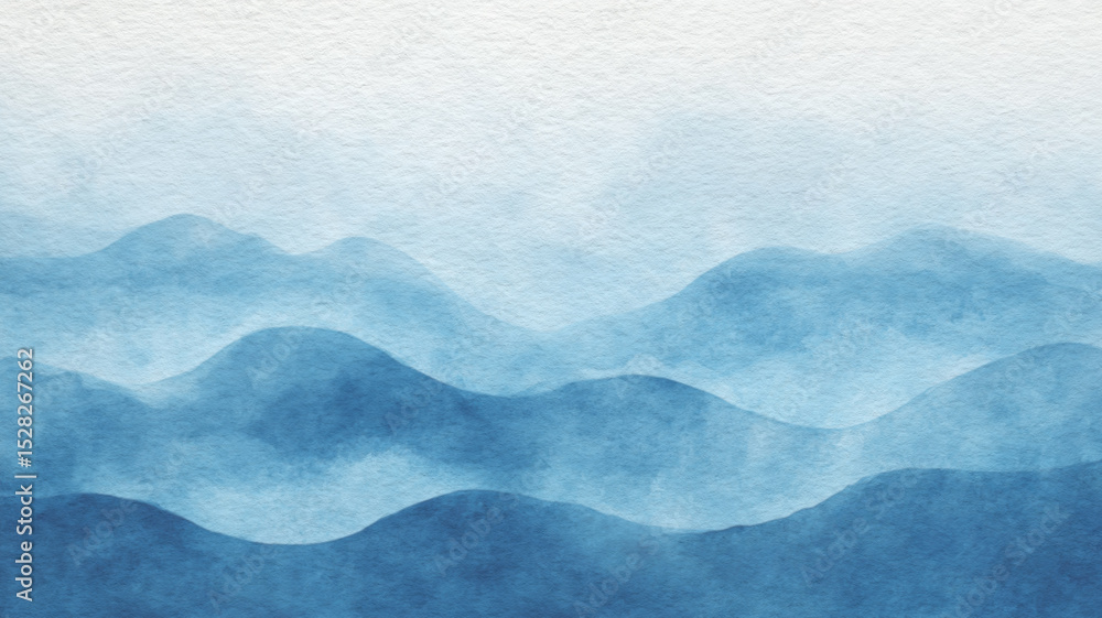 Poster Blue azure turquoise abstract watercolor background for textures backgrounds and web banners design. Abstract background blue colors. Watercolor painting with turquoise sea waves pattern gradient.
