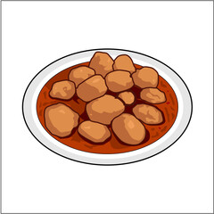 illustration of spicy meatballs