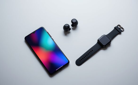 Modern smartphone and smartwatch display