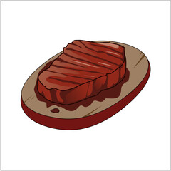 Juicy grilled beef steak on a wooden plate 