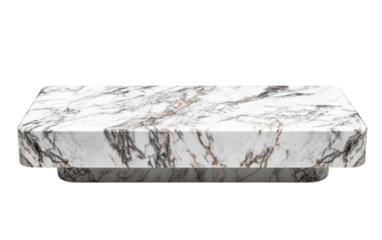White marble table with a black marble border