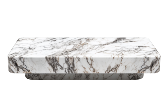 White marble table with a black marble border