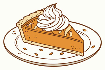 A slice of pumpkin pie with whipped cream
