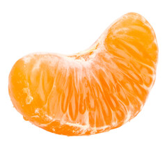 Vibrant tangerine segment exhibiting juicy texture and vibrant color on the transparent background