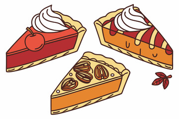 Three delicious thanksgiving pie slices