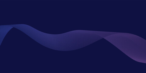 Abstract glowing wave lines on dark blue background. Modern flowing wavy lines