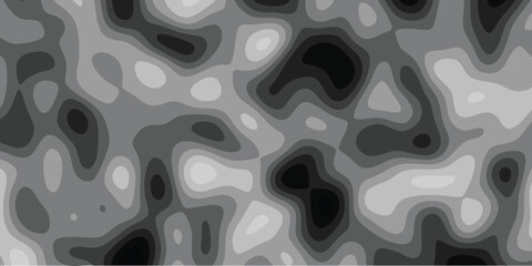 Abstract topographic map design with grayscale contour lines depicting layered geographical elevation for environmental or conceptual themes.