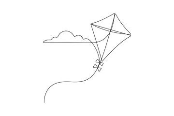 Minimalist Kite Continuous One Line Art Illustration