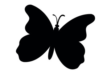 Simple butterfly silhouette on white background and vector art