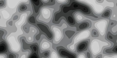 Abstract topographic map in grayscale featuring a seamless pattern of contour lines representing elevations and depressions ideal for design projects and backgrounds.