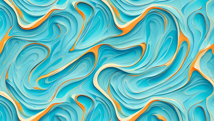 Abstract Teal Orange Swirling Layered Papercut Style Background Texture image