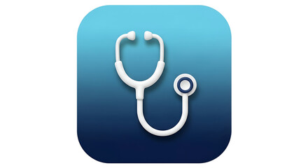 Stethoscope icon – flat 3D medical symbol with transparent background