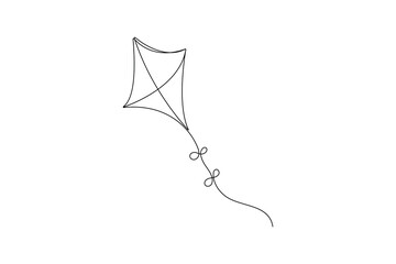 Minimalist Kite Continuous One Line Art Illustration