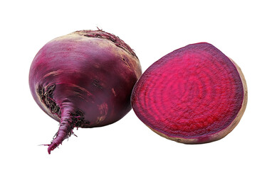Red and purple vegetable with a green stem