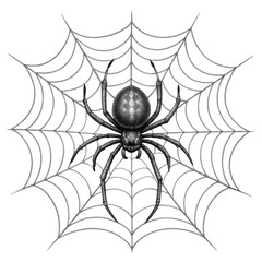 Spooky spider on web with transparency background, perfect for halloween decorations and creepy themed designs
