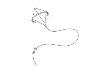 Minimalist Kite Continuous One Line Art Illustration