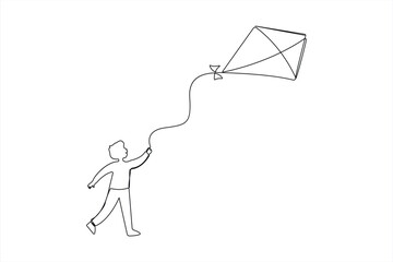 Minimalist Kite Continuous One Line Art Illustration