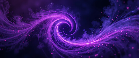 Abstract shimmering spiralling vortex style galaxies connected dark purple, pink and blue gradient texture background with fresh purple gradient light sparkling dust, mystic theme, quench, artistic to