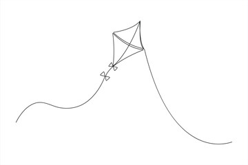 Minimalist Kite Continuous One Line Art Illustration